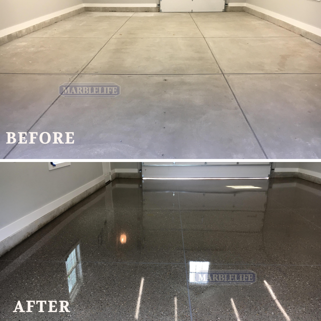 From a dusty garage to a showroom quality salt-and-pepper garage floor