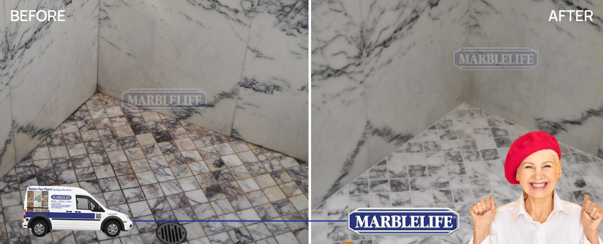 Mold & Mildew Stains on Marble - Before & After