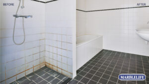Bathroom tiles before and after our service