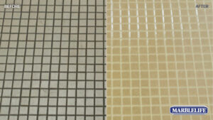 Before and after of a tile surface